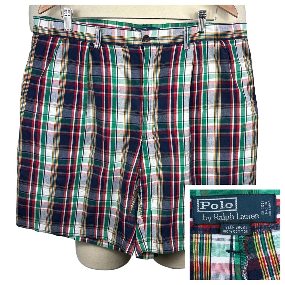 Men's‎ Polo Ralph Lauren Tyler 100% Cotton Multicolored Plaid Shorts 38